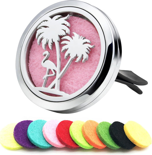Car Diffuser Vent Clip 30mm Aromatherapy Essential Oil Automotive Diffuser Air Fresheners Vent Clips Car Accessories for Women Birthday Gifts (Flamingo)