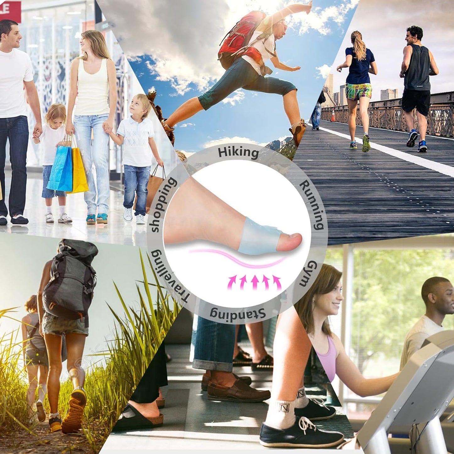 Toe Spacers & Metatarsal Pads (6PCS), Breathable Ball of Foot Cushions, Gel Toe Separator, Relief Foot and Bunion Pain, Plantar Fasciitis, Mortons Neuroma, Blisters, Diabetic Feet, Hammer Toe