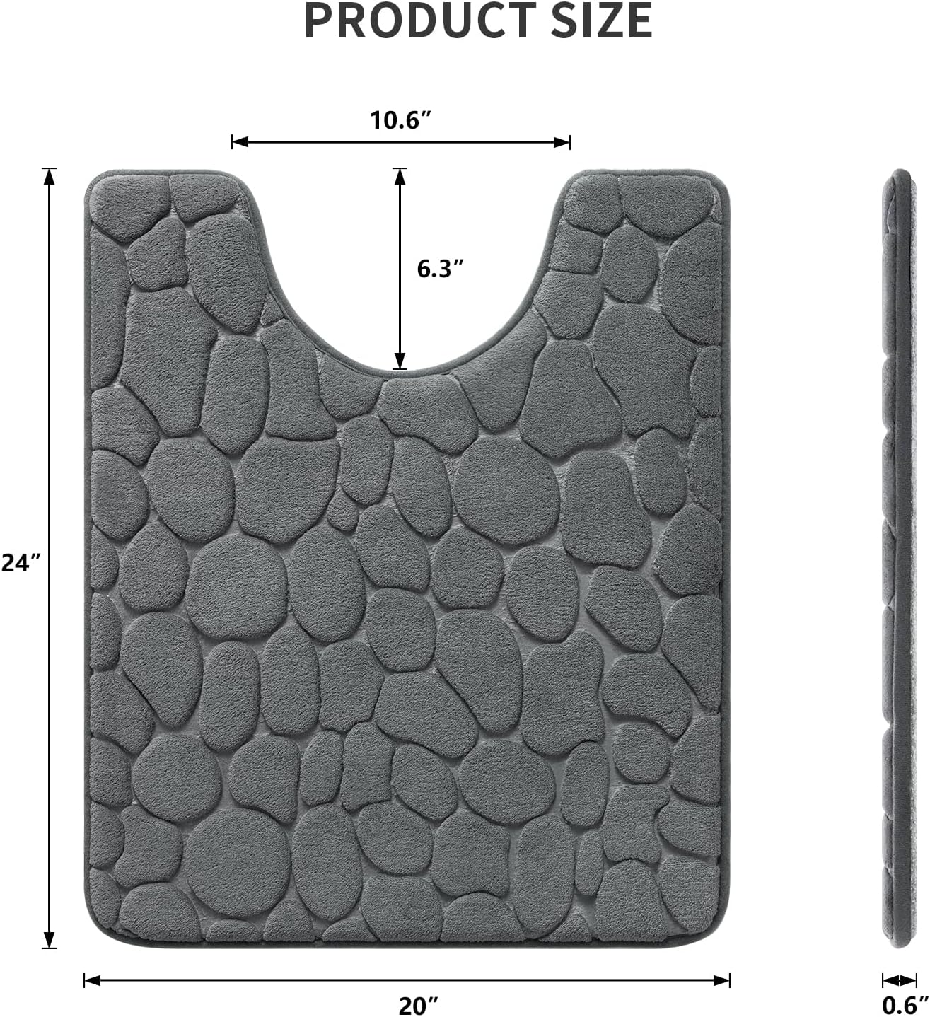 YIHOUSE Memory Foam Bath Mat Cobblestone Bathroom Rugs Super Water Absorbent Bath Mats for Bathroom Machine Washable Bath Rugs(20 x 24,Dark Gray)