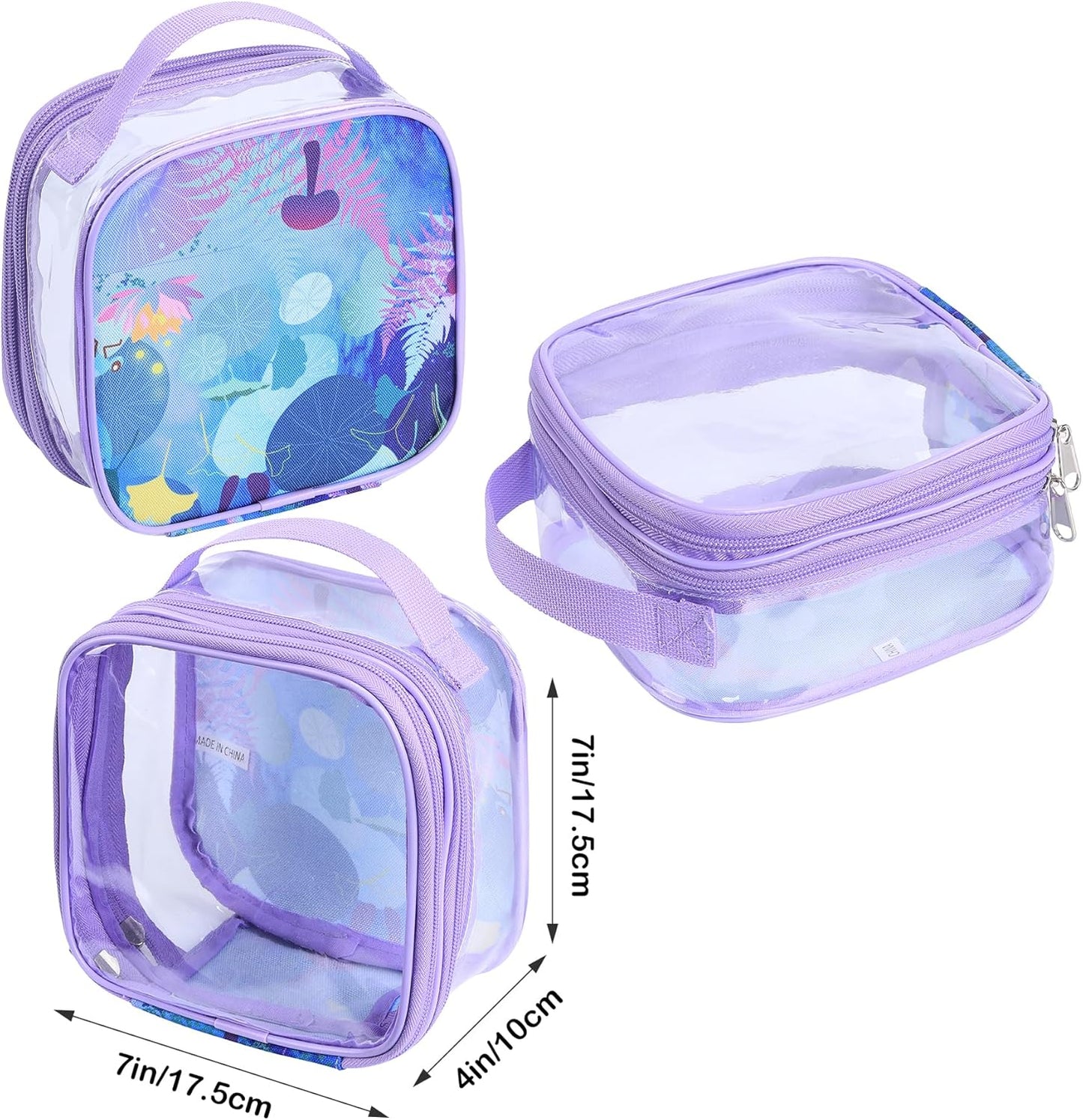 TSA clear toiletry bag airport approved see through pvc plastic pouch transparent makeup carry on with handle(purple)