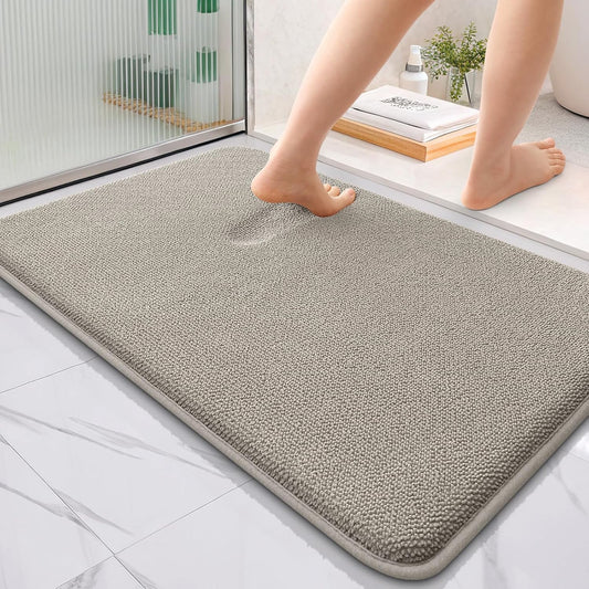 OLANLY Thick Memory Foam Bath Mat Rug 36x24, Extra Soft Absorbent Bathroom Rug, Quick Dry Bath Mats, Non-Slip, Machine Washable Carpet for Bathroom, Tub and Shower, Home Decor Accessories, Warm Taupe