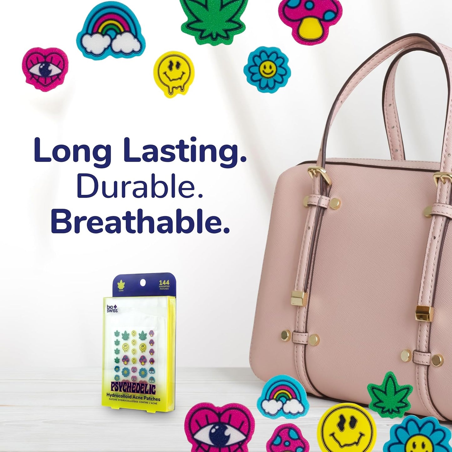 BioSwiss Psychedelic Pimple Patches, Hydrocolloid Acne Patch for Zits and Blemishes, Face and Skin Stickers, 144 Count