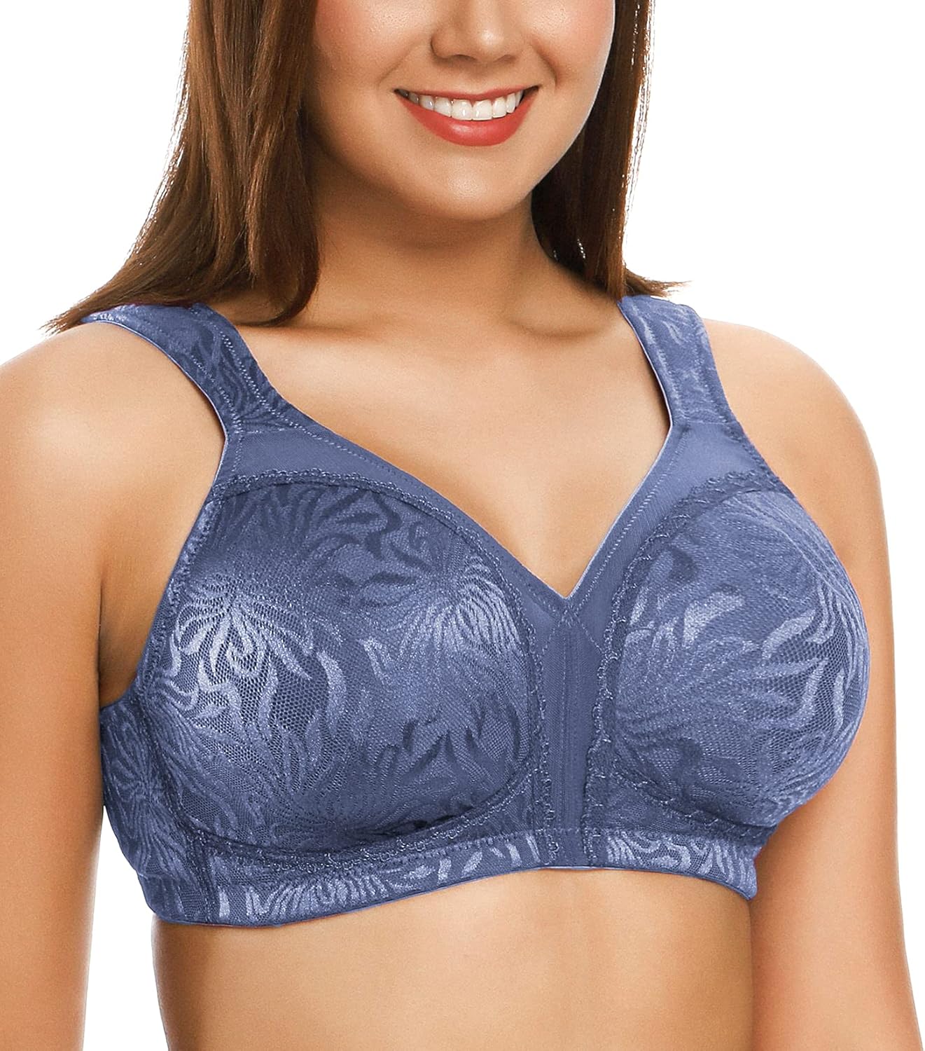 ZeroBound Women's Minimizer Bras Comfort Cushion Strap Wirefree Full Coverage Large Bust Non-Padded Bra