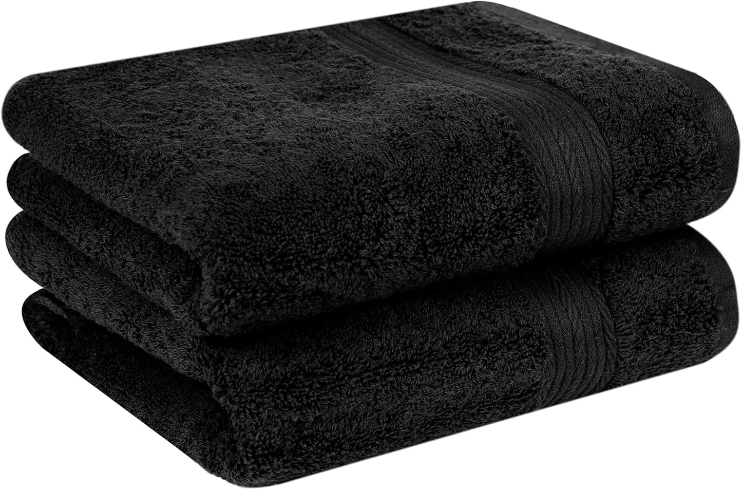 Ample Decor Hand Towels for Bathroom Set of 2, 18 X 28 Inch 600 GSM 100% Cotton, Absorbent- Black