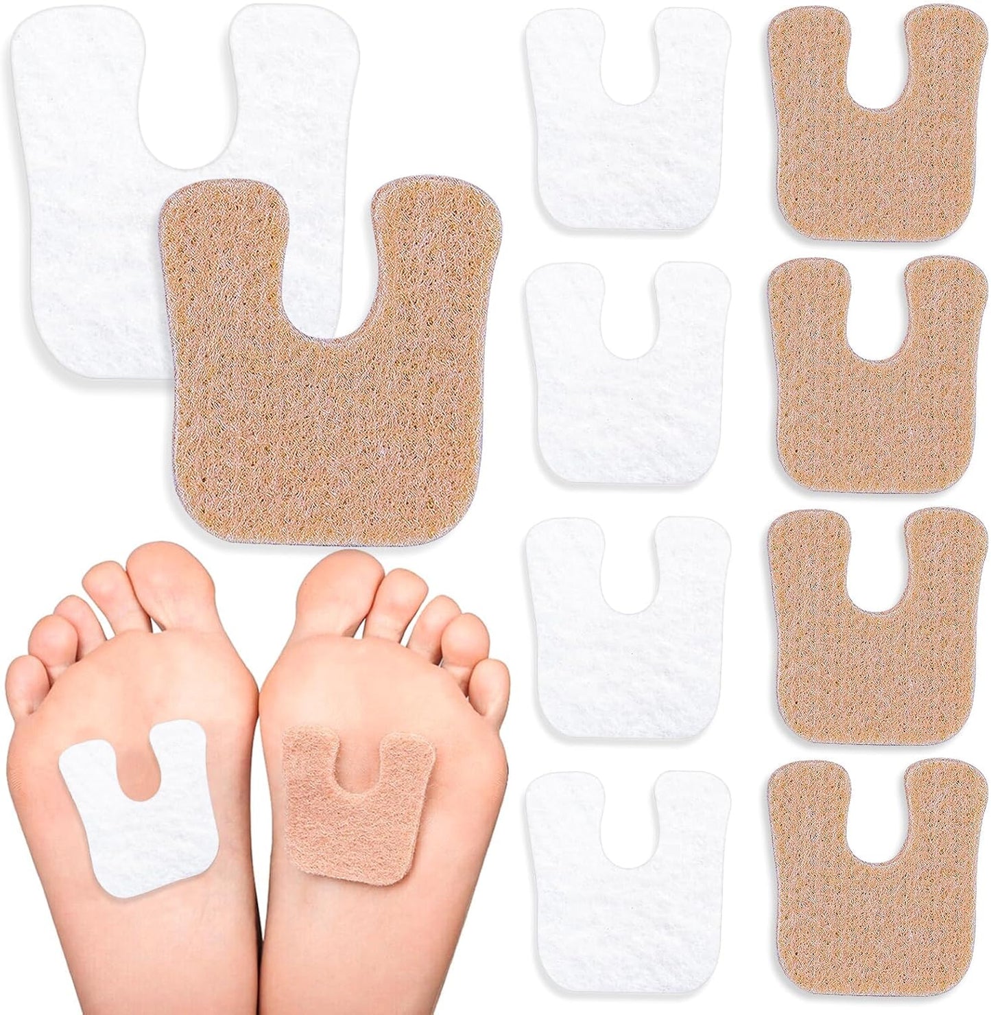36 Unisex Beige Felt Forefoot Pads, U-Shaped, 0.2 Inch Thick, Pain Relief, Callus Protection, Fits Most Feet