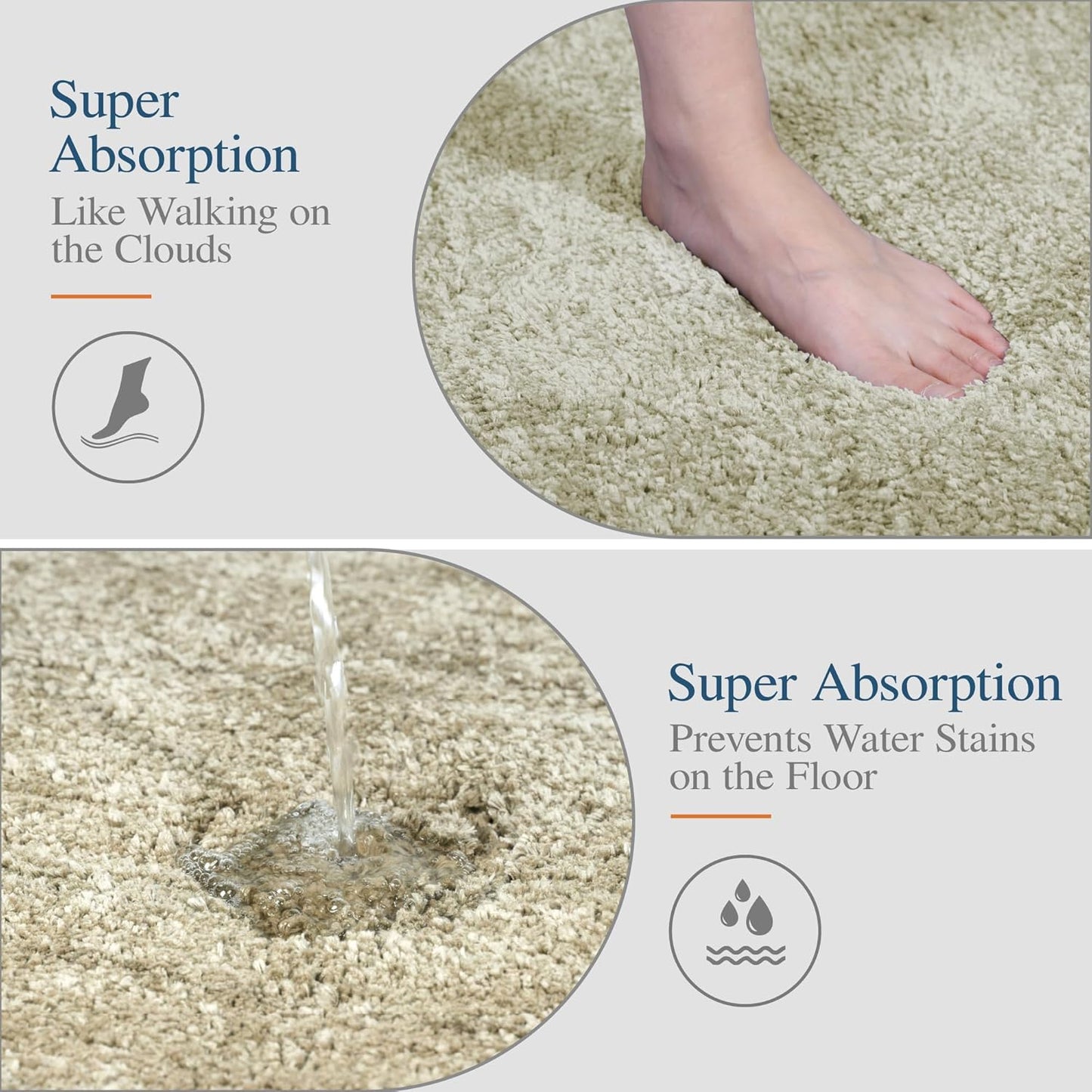 Walensee Large Bathroom Rug (24 x 48, Light Tan) Extra Soft and Absorbent Shaggy Bath Rug Machine Washable Microfiber Bath Mat Non Slip Bath Mat, Luxury Bathroom Floor Mats