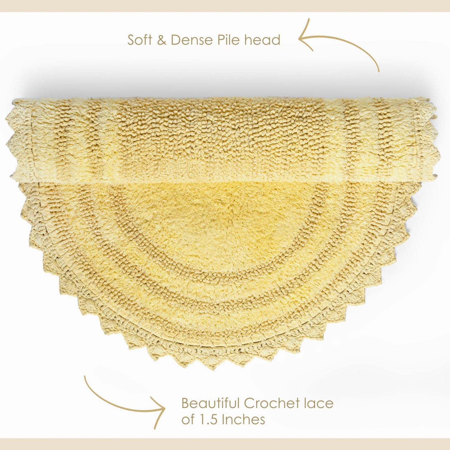 RAJRANG Bath Rug for Bathroom Kitchen Spa with Crochet Cotton Absorbent Soft Reversible Bath Mat Pale Banana Oval 24x17 Inch