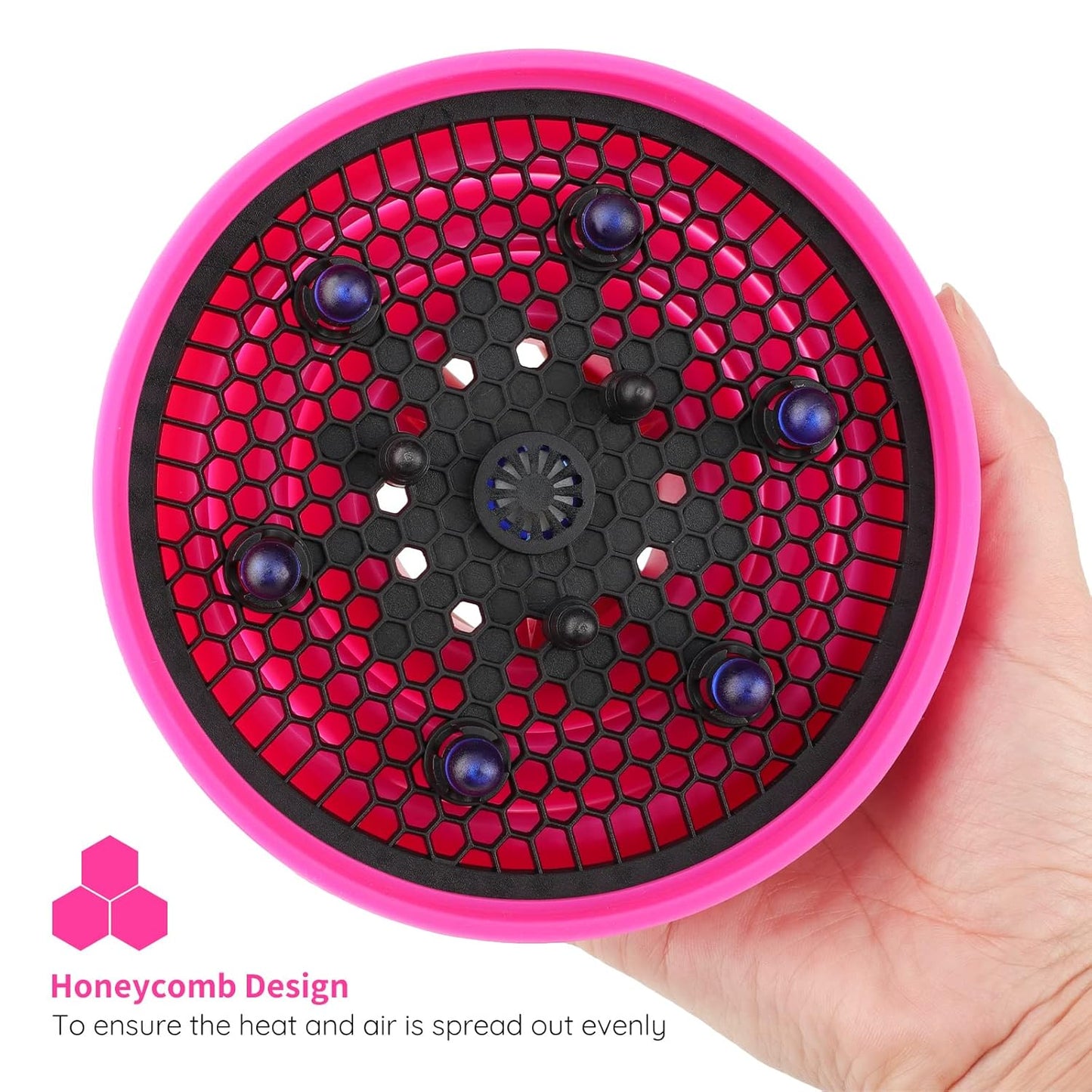 Segbeauty Travel Foldable Hair Diffuser, Collapsible Portable Hair Diffuser Easy for Natural Fine Thick Hair, Universal Blow Dryer Attachment for Blow Dryer with Nozzle 1.65-1.77In (Rose Red)