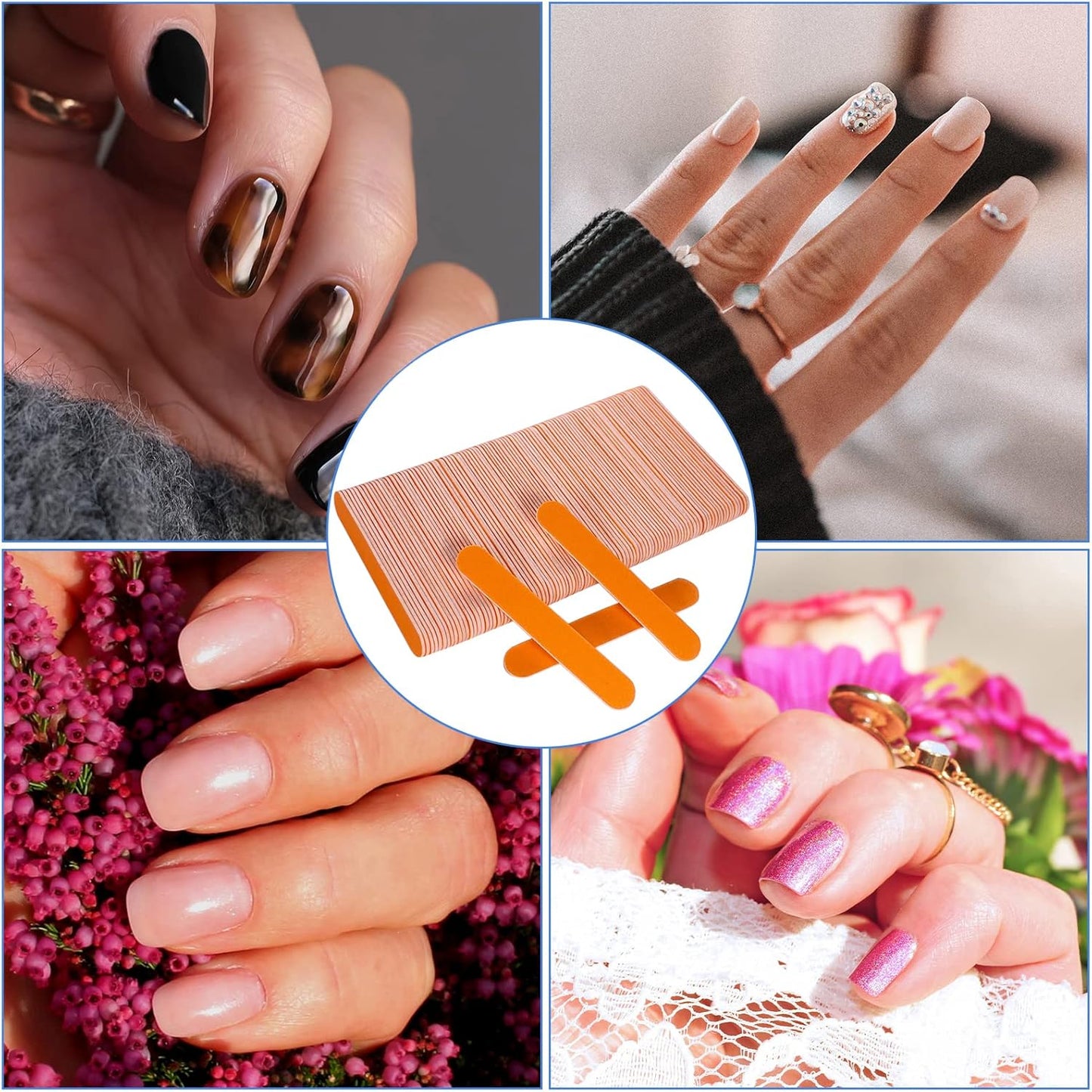 Mini Nail Files Bulk (100 Pcs), Double Sided Emery Board Nail File for Nature Nails, Manicure Tool Set Disposable Colorful Nail File for Home Salon Use Travel Size Men Women Kids Wood Board