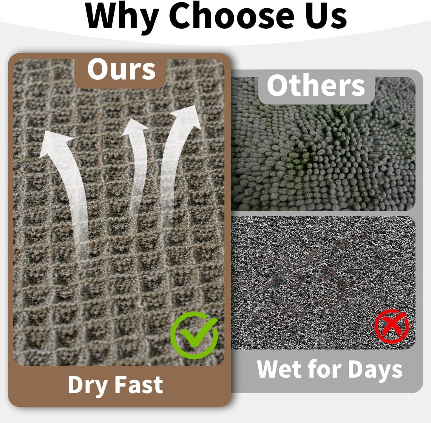 Waffle Bath Mat - Boho Bathroom Rugs Non Slip Washable, Super Absorbent & Quick Dry, Soft Bath Mat Farmhouse Bathroom Decor, 24'' x 36'', Olive Green