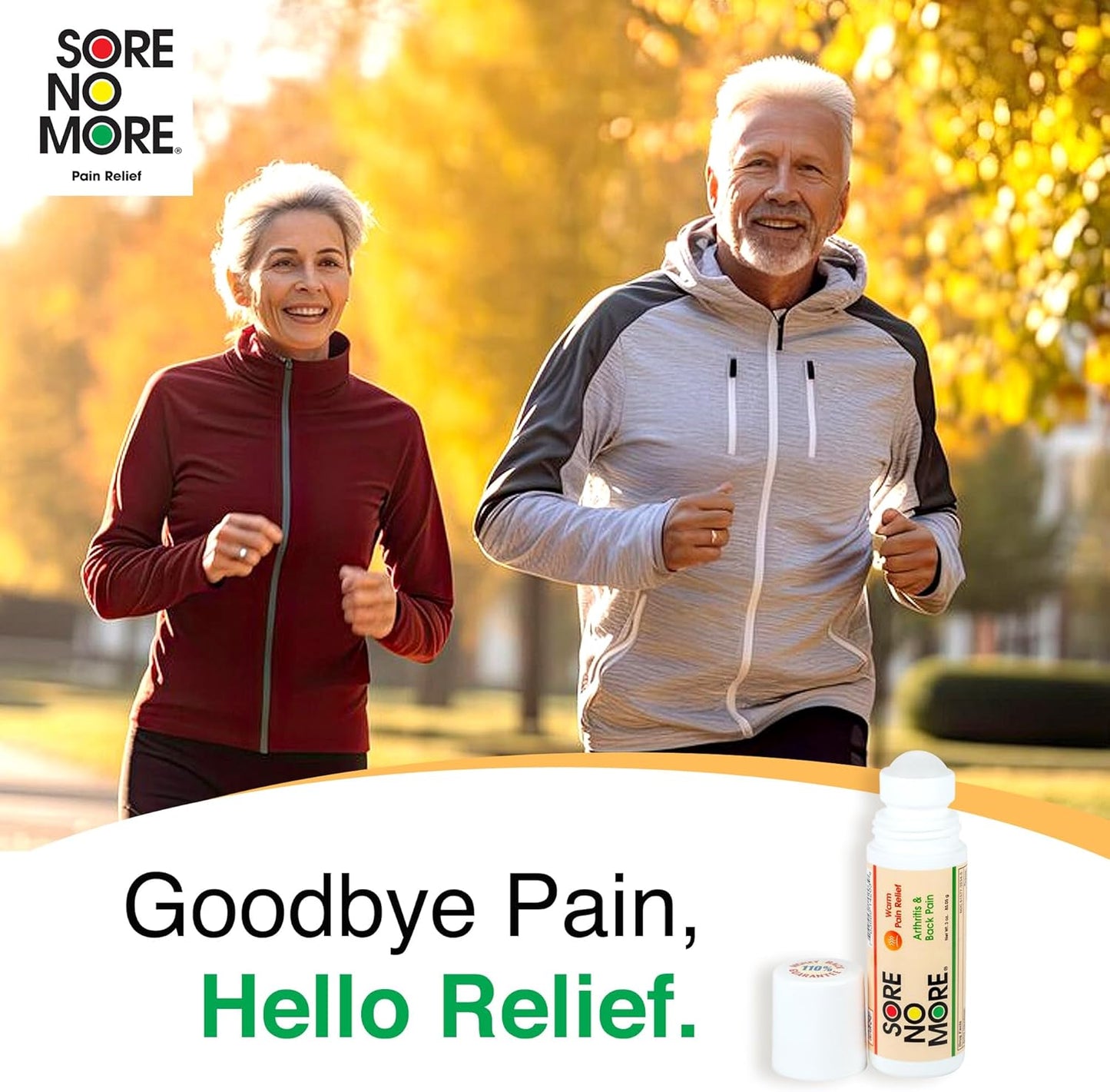 Sore No More Warm Arthritis Pain Relief Roll On – Targeted Reliever for Back, Neck, Hands & Feet – Soothing & Fast-Acting Formula for Aches and Pains – Non-Greasy with Orange Aroma – 3 oz