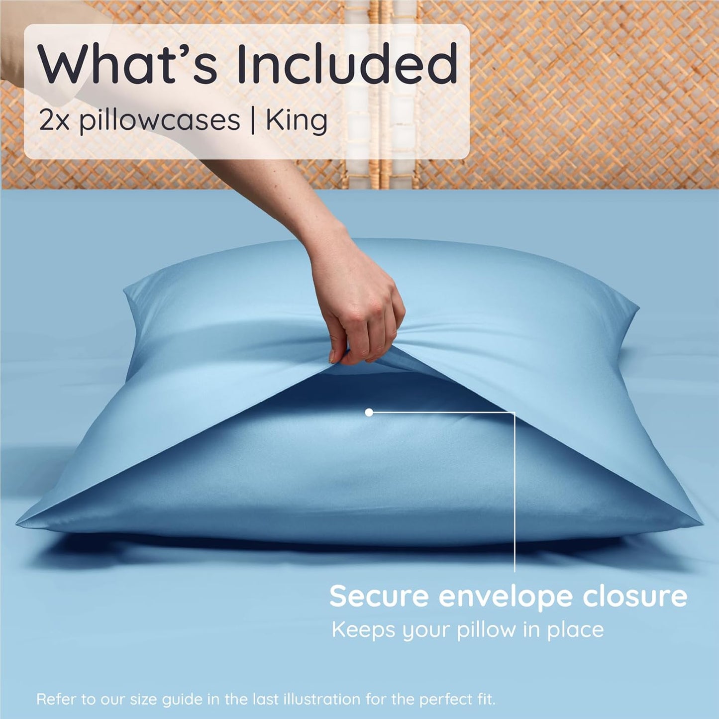 Bambaw 100% Viscose Derived from Bamboo Pillowcases King Size – Set of 2 Cooling Pillow Cases King with Envelope Closure, Soft Pillow Cases, Cool Pillow Cases for Hot Sleepers (Dream Blue)