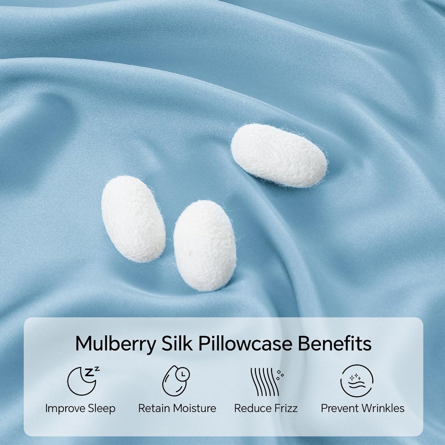INFIIXSO Mulberry Silk Pillow Cases King Size Set of 2, Silk Pillowcase with Hidden Zipper 20"x36", Extraordinary Smooth and Soft Pillow Case for Hair and Skin(Light Blue, 2 Pack)