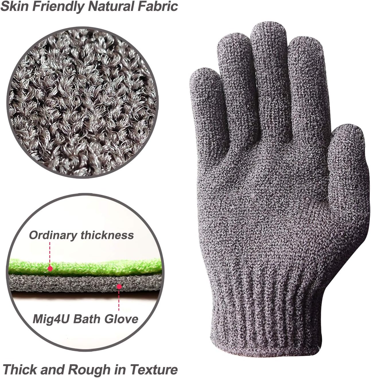 MIG4U Shower Exfoliating Scrub Gloves, Bathing Gloves Body Wash Dead Skin Removal Deep Cleansing Sponge Loofah for Women Men