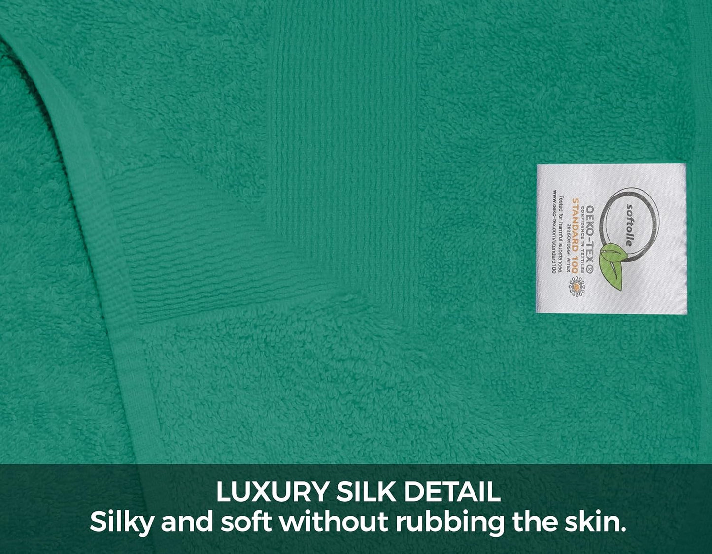 Softolle Luxury 8 Piece Towel Set, 2 Bath Towels 2 Hand Towels 4 Washcloths, Towels for Bathroom, Home, Spa & Gym - Highly Absorbent (Sea Green)