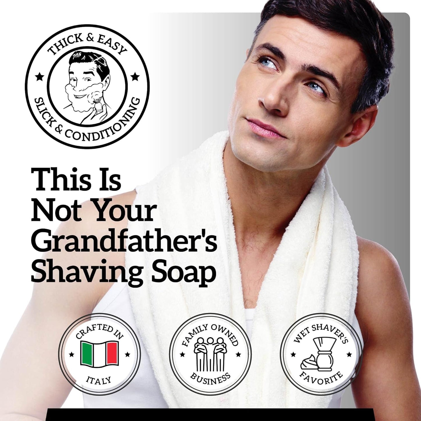 Mr. Fine 21C Men’s Shaving Soap, Builds Thick & Easy Lather, Protects From Razor Burn & Irritation, No Artificial Colors, Made In Italy, 5oz. (150ml), Snake Bite