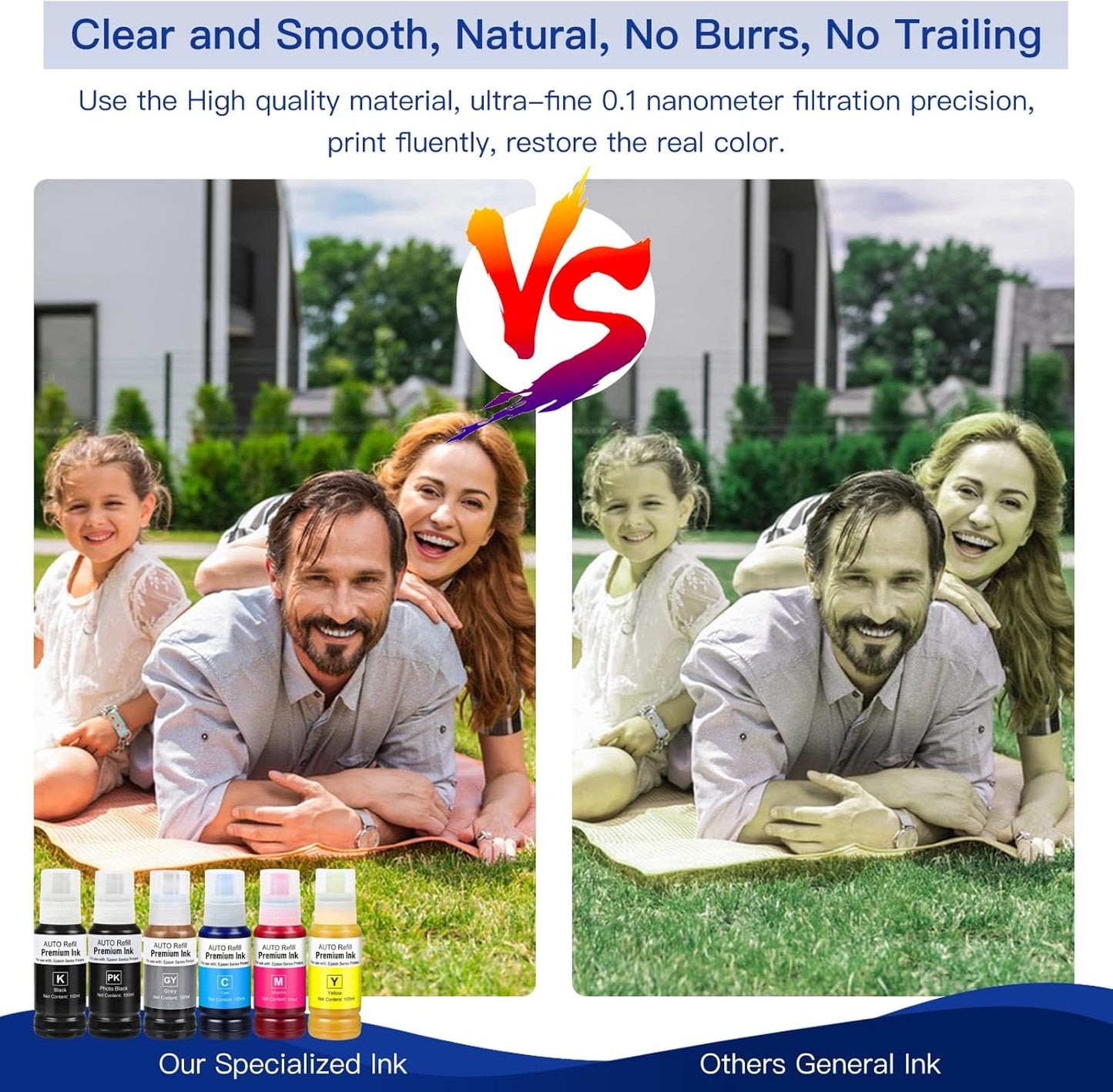 552 Ink Refill Bottles Use for EcoTank Photo ET-8550, EcoTank Photo ET-8500（BK PBK C M Y GY, 600ml）