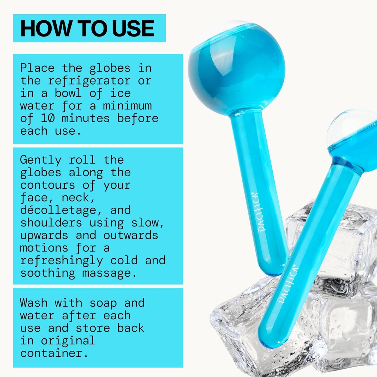 Pacifica Ice Roller Cryo Globes – Cooling Glass Facial Massager for Face, Eyes & Neck – Cold Therapy Beauty Tool for Puffy Eyes, Dark Circles, Redness, Wrinkles – Skin Care Gift for Women & Men