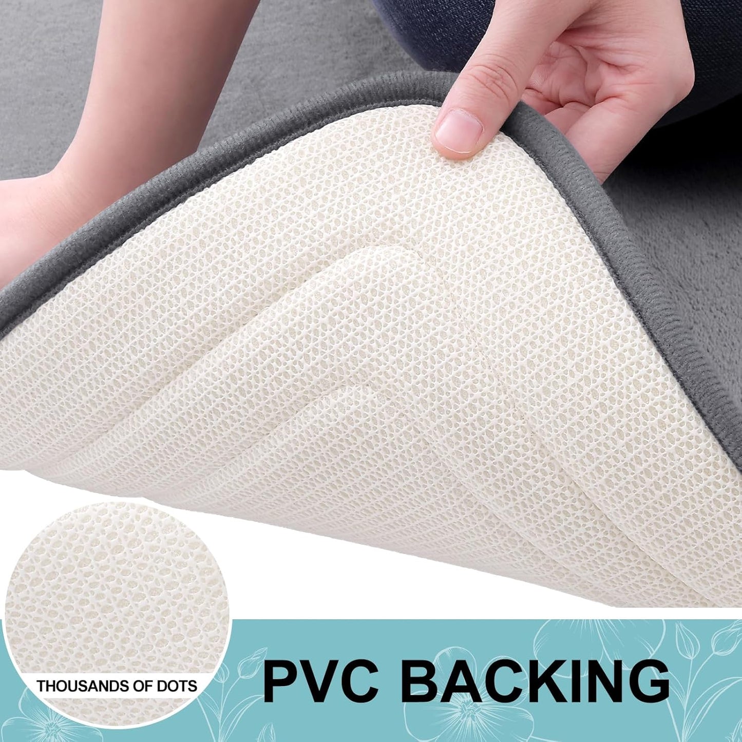 Grandaily Memory Foam Bath Mat Rug 30x20, Ultra Soft, Non-Slip and Absorbent Bathroom Rugs, Machine Wash Dry, Comfortable Bath Carpet for Bathroom Floor, Tub and Shower, Medium Grey