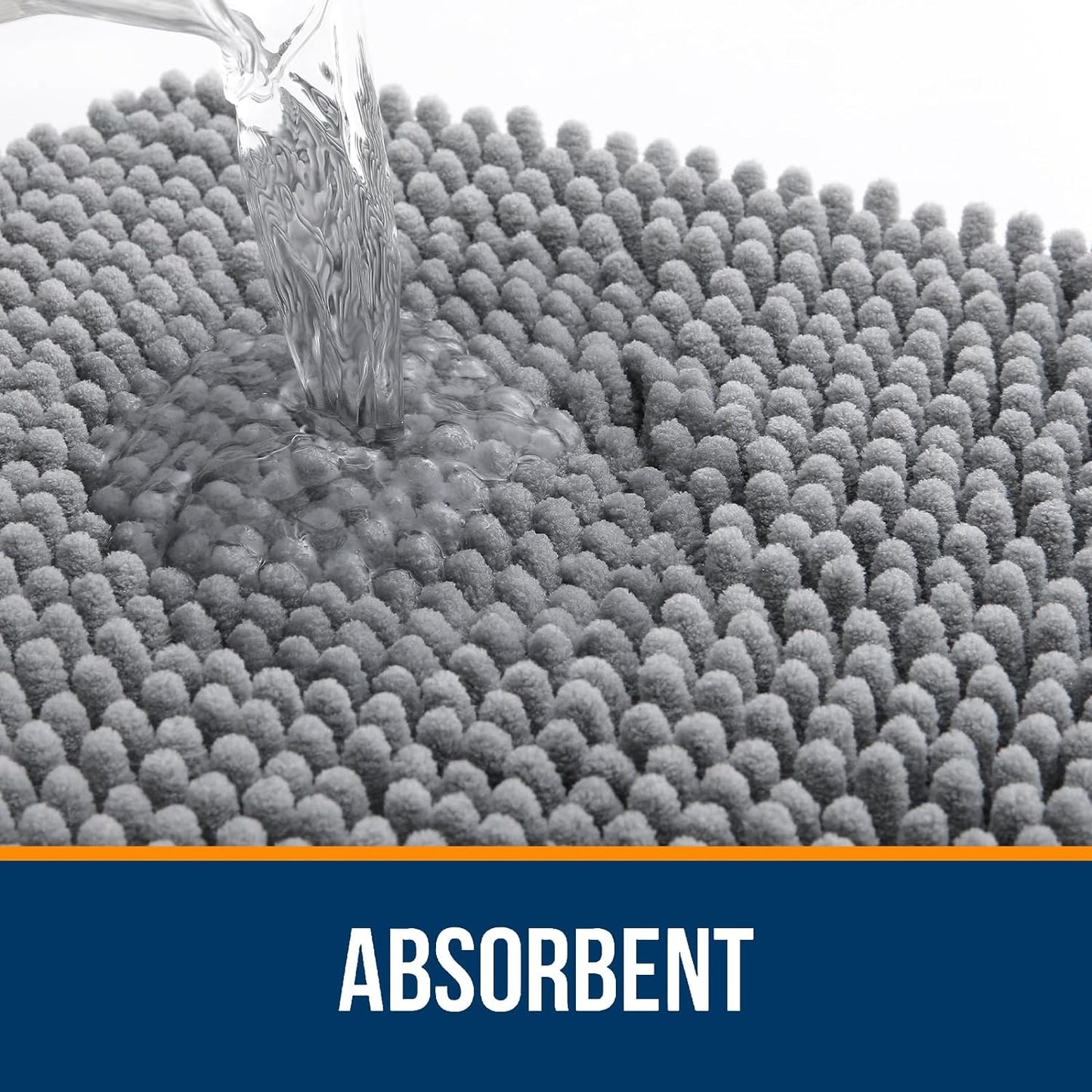 OLANLY Bathroom Rugs 47x32, Extra Soft Absorbent Chenille Bath Rugs, Rubber Backing Quick Dry, Machine Washable Bath Mats for Bathroom Floor, Tub and Shower, Home Decor Accessories, Grey