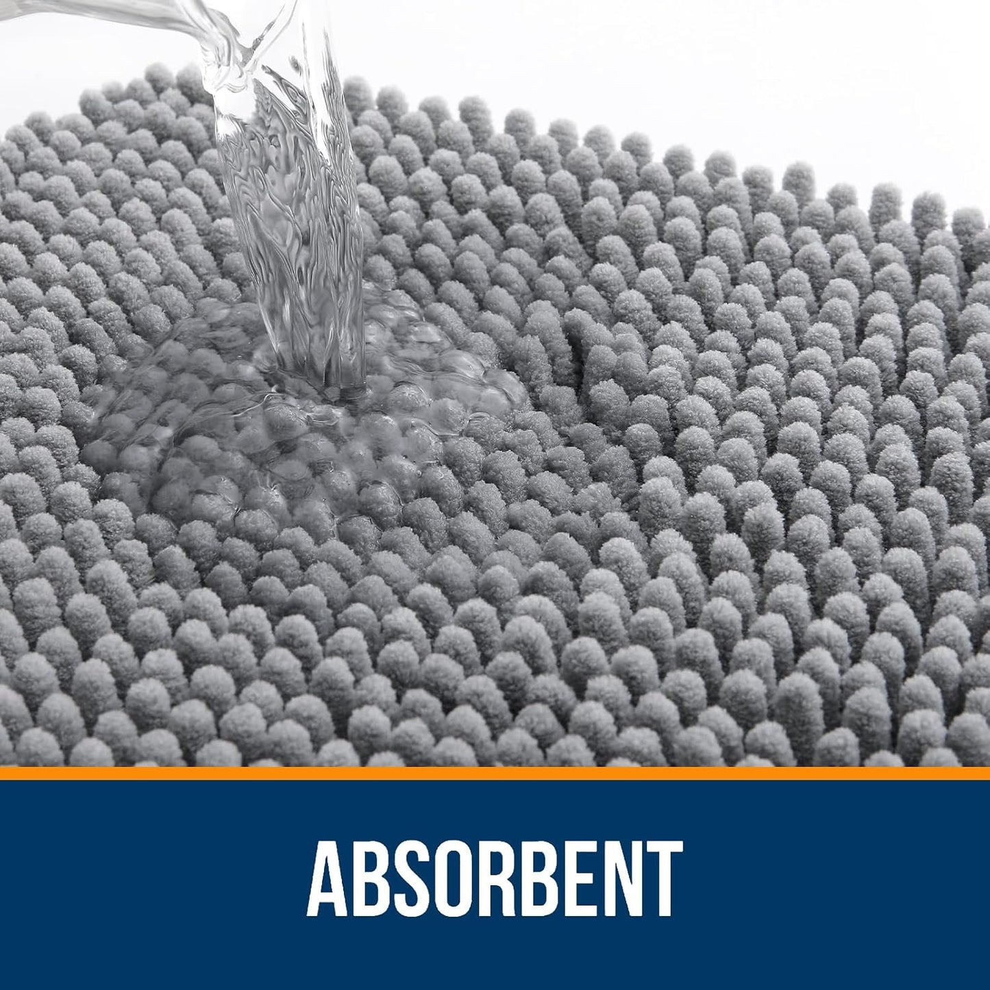 OLANLY Bathroom Rugs 36x24, Extra Soft Absorbent Chenille Bath Rugs, Rubber Backing Quick Dry, Machine Washable Bath Mats for Bathroom Floor, Tub and Shower, Home Decor Accessories, Grey