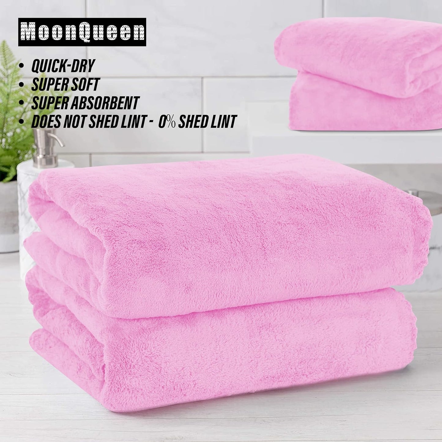 MOONQUEEN 6 Pack Premium Bath Towel Set - Quick Drying - Microfiber Coral Velvet Highly Absorbent Towels - Multipurpose Use as Bath Fitness, Bathroom, Shower, Sports, Yoga Towel (Frozen Berry)