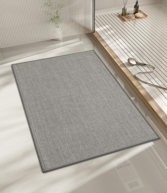 chakme Bathroom Rugs Mat 24x17, Ultra Thin Non Slip Bath Mat Small Quick Dry Absorbent Bath Mat for Bathroom Floor, (Dark Grey, 24"x17")