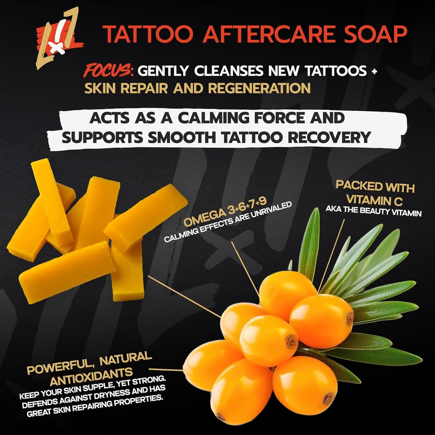 Banger Bars Tattoo Aftercare Bulk Soap – 72 Count | Sea Buckthorn Berry, Individually Packaged 0.4oz Bars for Artists, Studios & Shops | Unscented Gentle Cleansing Formula, Wholesale Supplies