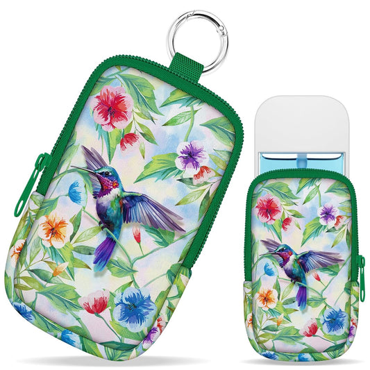 Hummingbird Hand Sanitizer Spray Case, Cute Hand Sanitizer Holder Zippered Pouch, Fashion Accessory with Snap Hook for Glow Mist and Power Mist 1FL OZ