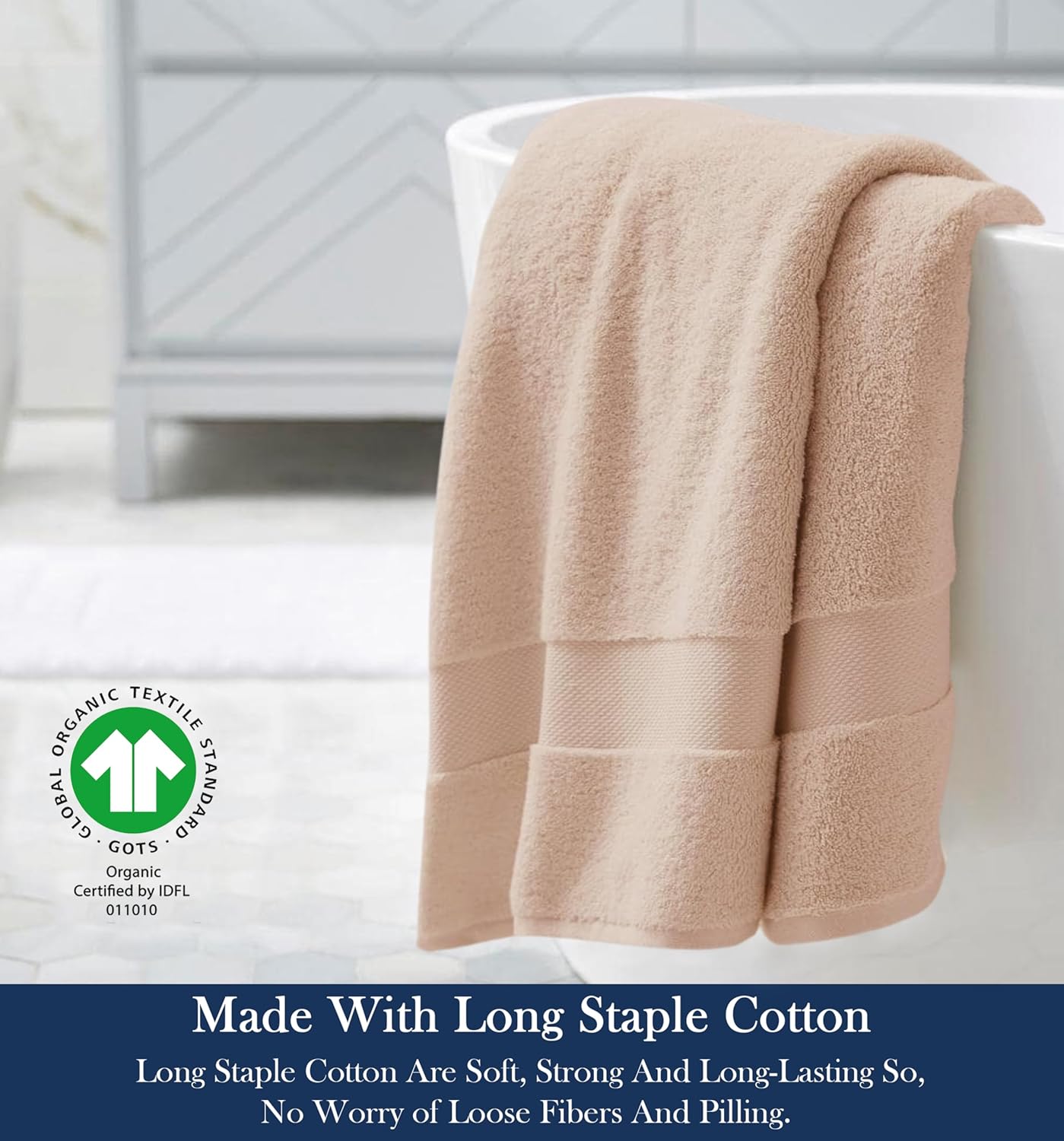 Delara Organic Cotton Luxuriously Plush Bath Sheet Pack of 4 | GOTS & OEKO-TEX Certified | Premium Hotel Quality Towels | Feather Touch Technology|650 GSM Long Staple|Soft, Quick Dry & Ultra-Absorbent