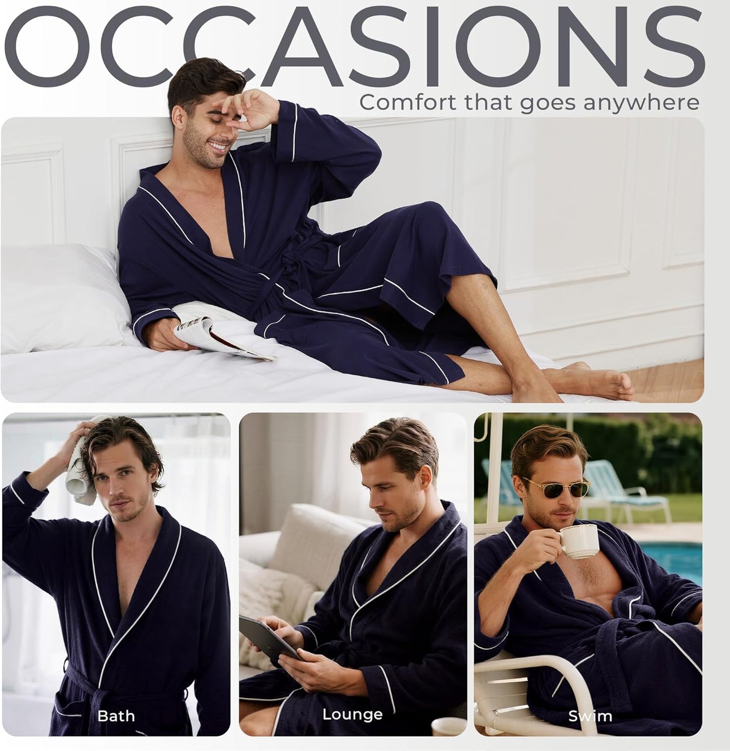 U2SKIIN Mens 100% Cotton Robe Lightweight Knit Bathrobe