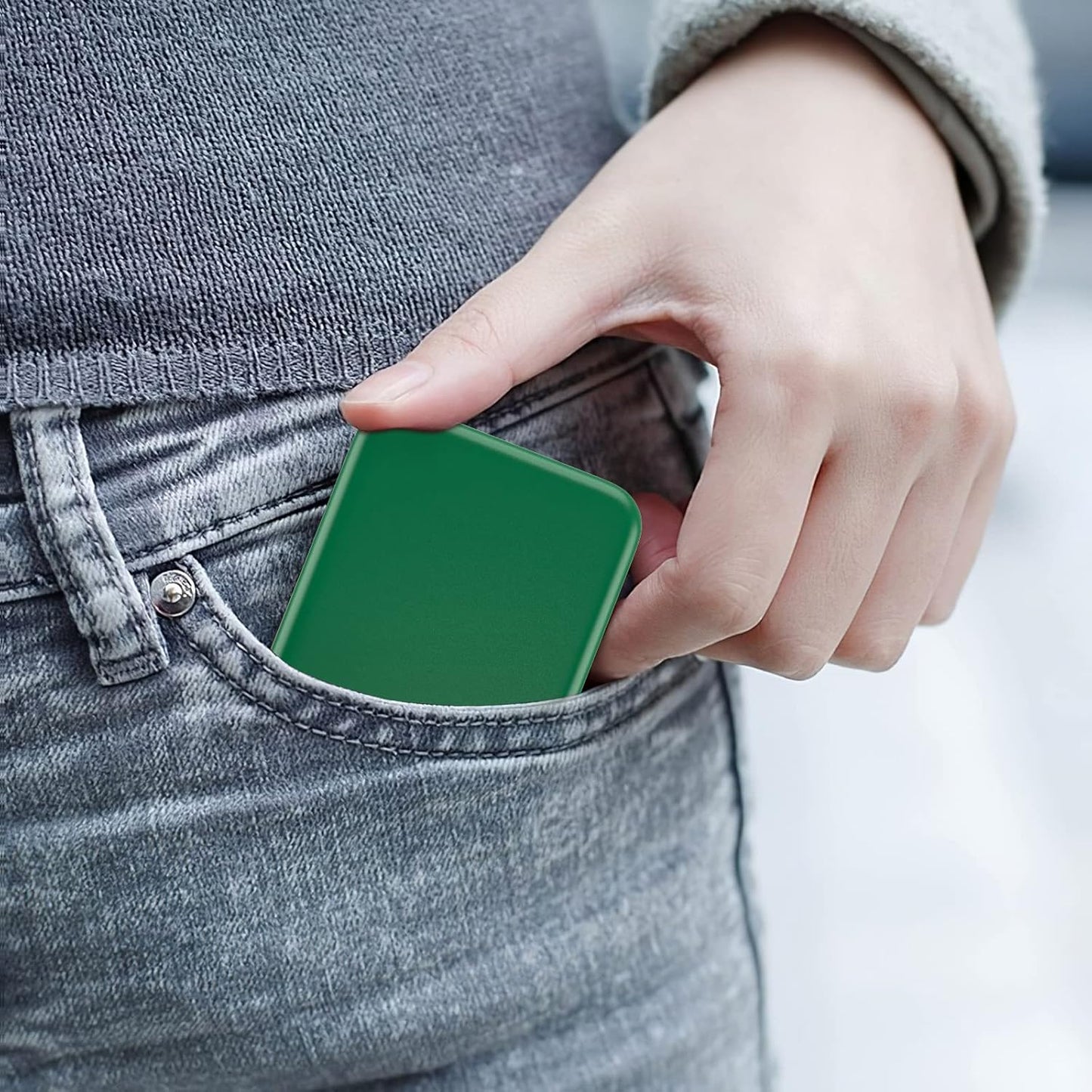 Kintion Pocket Mirror, 1X/3X Magnification LED Compact Travel Makeup Mirror with Light for Purse, 2-Sided, Portable, Folding, Handheld, Small Lighted Mirror for Gift, Green