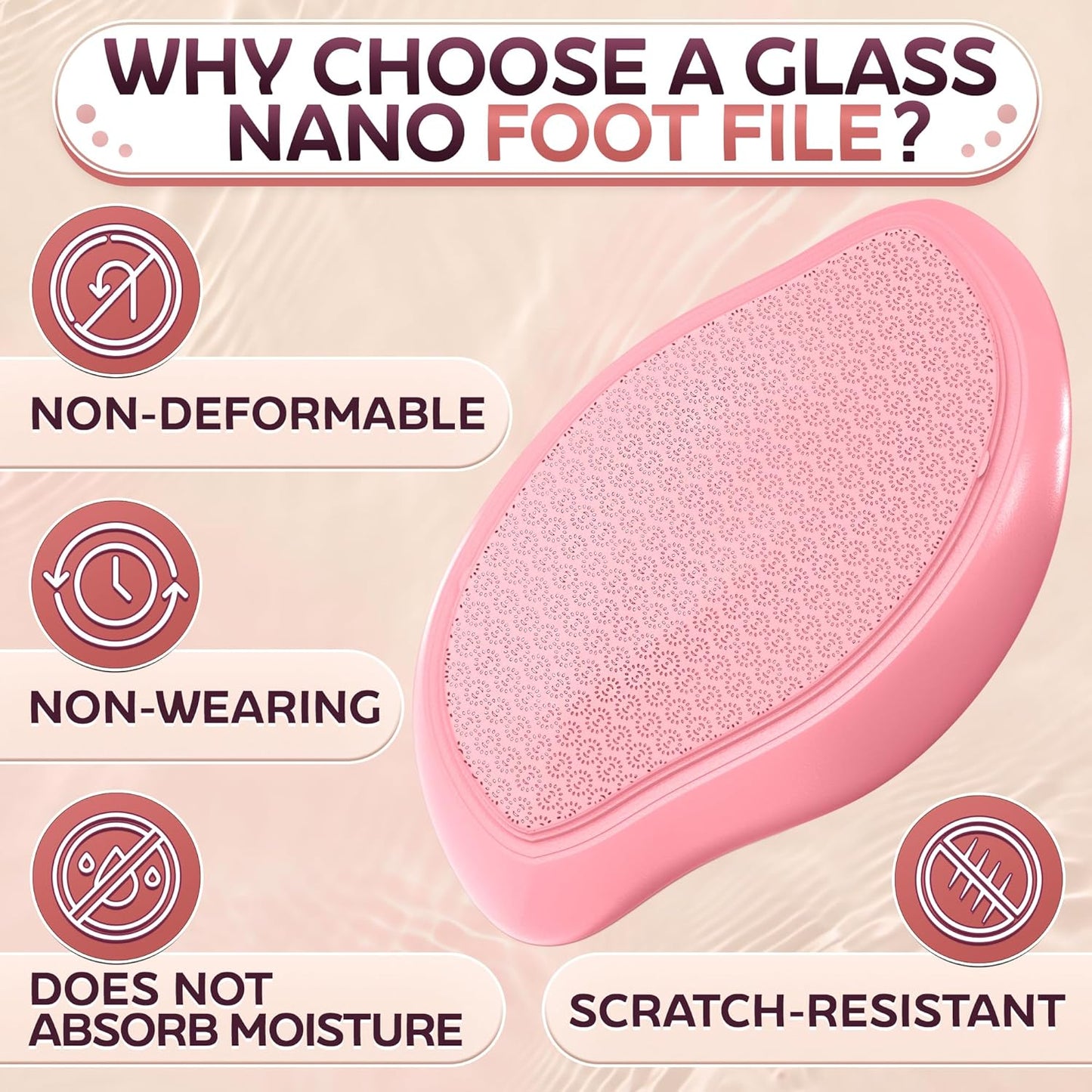 Nano Glass Foot File Callus Remover – 4.6" Glass Foot Scrubber Dead Skin Remover for Feet, Ergonomic Heel Scraper for Cracked Heels, Scratch-Resistant – Moisture-Resistant & Gentle Cleansing