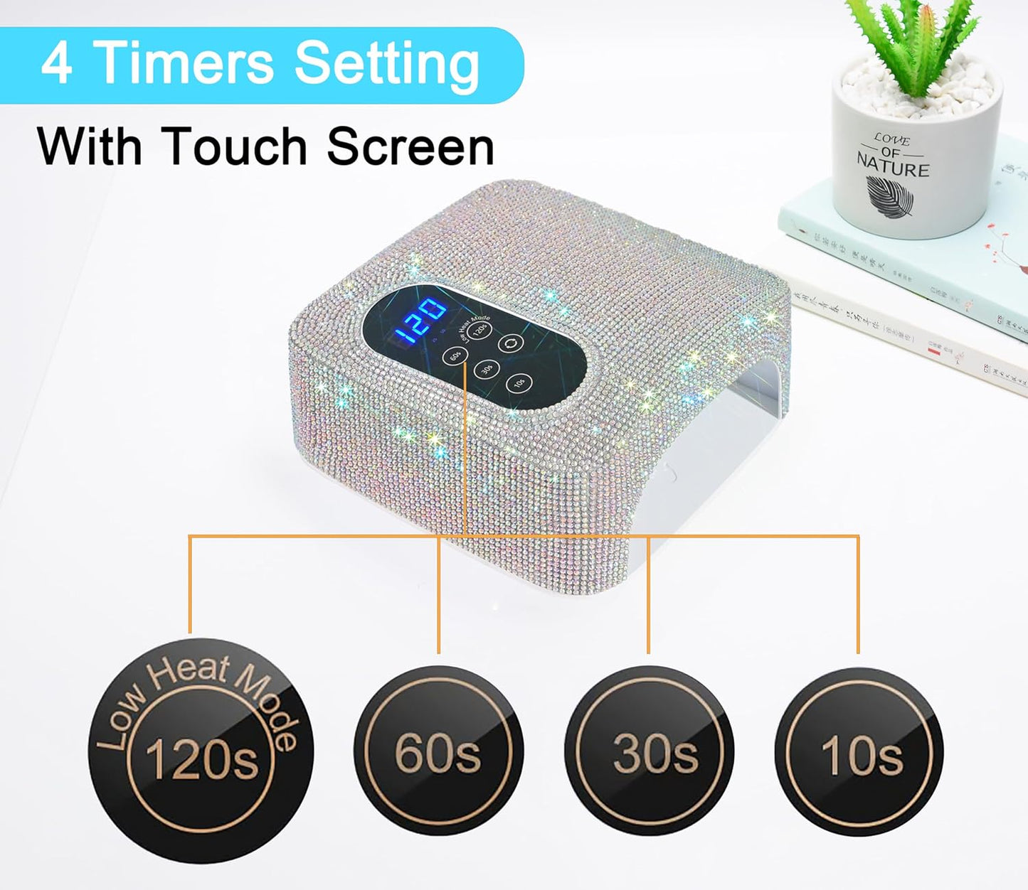 72W Cordless Led Nail Lamp, Rechargeable Nail Dryer, Portable Gel UV Led Nail Light with 4 Timer Setting Sensor, Professional Wireless Gel Nail Lights Nail Art Manicure Tools for Home and Salon