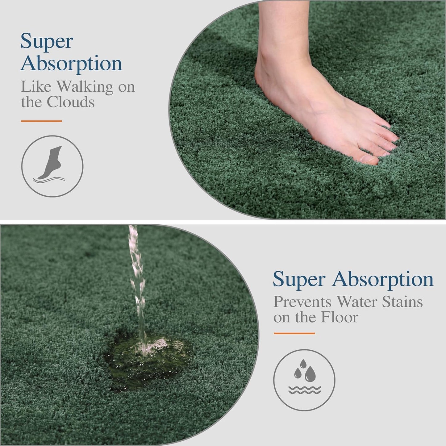 Walensee Large Bathroom Rug (24 x 40, Hunter Green) Extra Soft and Absorbent Shaggy Bath Mat Machine Washable Microfiber Non Slip Luxury Floor Mat