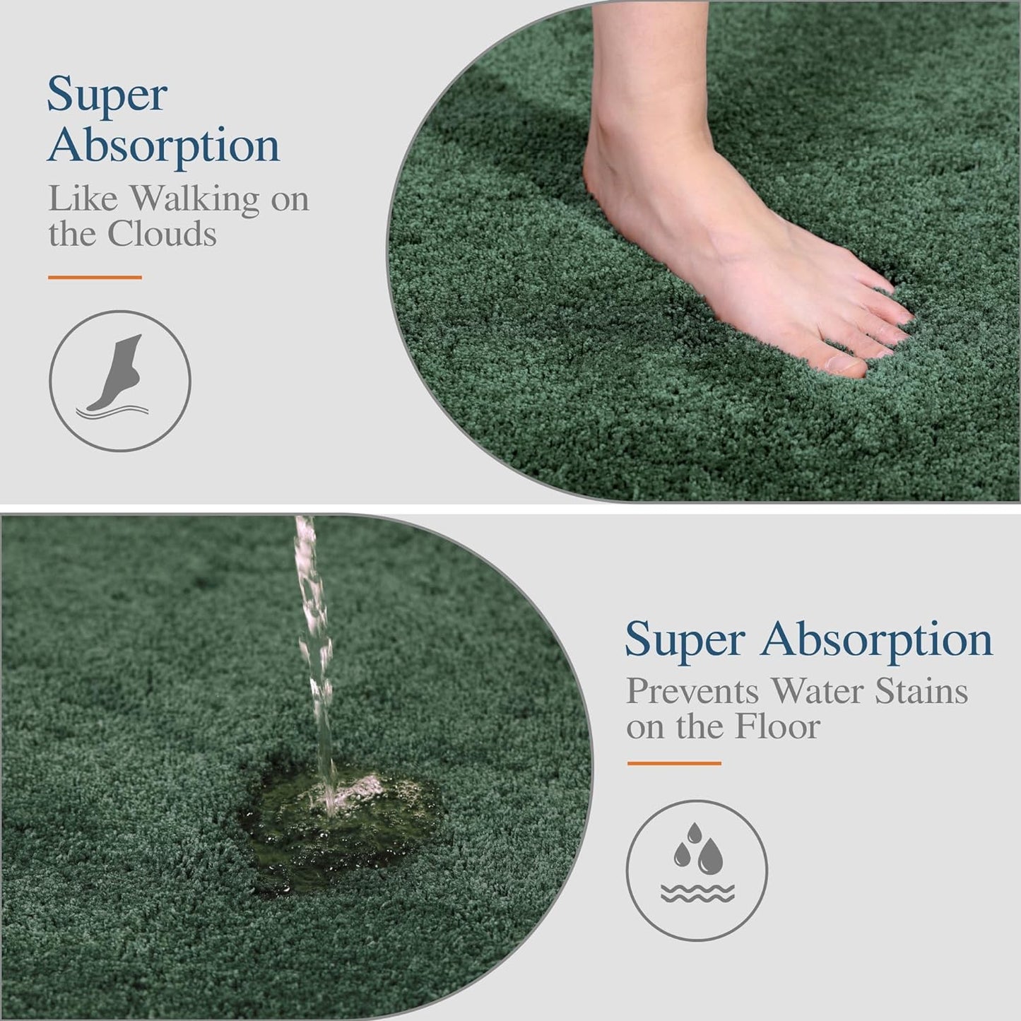 Walensee Large Bathroom Rug (24 x 36, Hunter Green) Extra Soft and Absorbent Shaggy Bath Mat Machine Washable Microfiber Non Slip Luxury Floor Mat