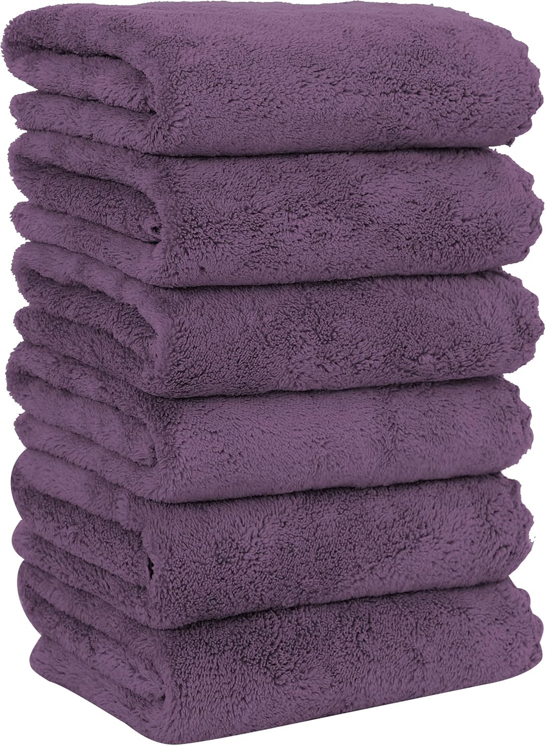 MOONQUEEN 6 Pack Premium Hand Towels - Quick Drying - Microfiber Coral Velvet Highly Absorbent Towels - Multipurpose Use as Hotel, Bathroom, Shower, Spa, Hand Towel 16 x 28 inches (Plum)