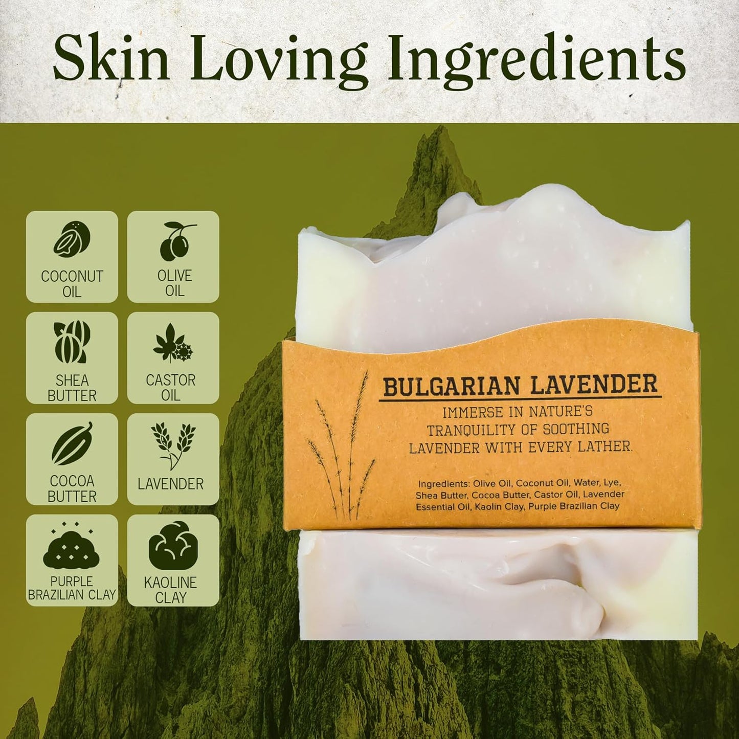 CompassSoap Bulgarian Lavender | Natural Bar Soap for Men & Women | Body & Face Soap Bar for Women and Men | Minimalist & Gentle Lather | Natural Bath Soap, Paraben & Phthalate Free | 5 oz, Pack of 2