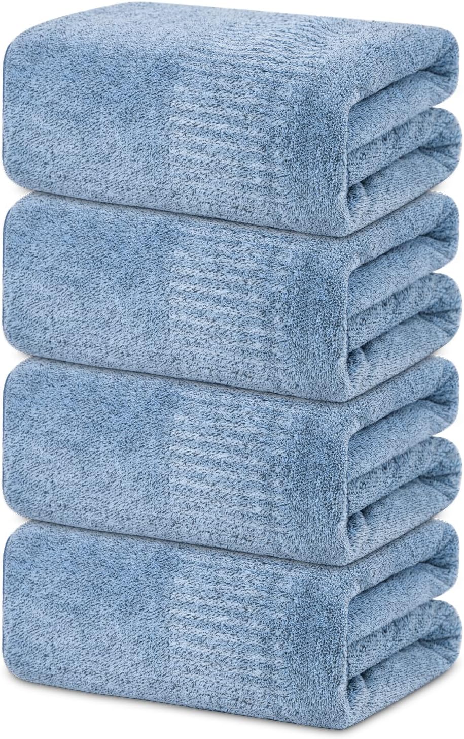 SEISSO Large Bath Towels Set of 4-35 x 63 Inches Super Absorbent & Lightweight Quick Drying Bamboo Viscose Towels, Oversized Bath Towel for Beach, Travel, Gym, Sauna, Camp, Pool - Light Blue