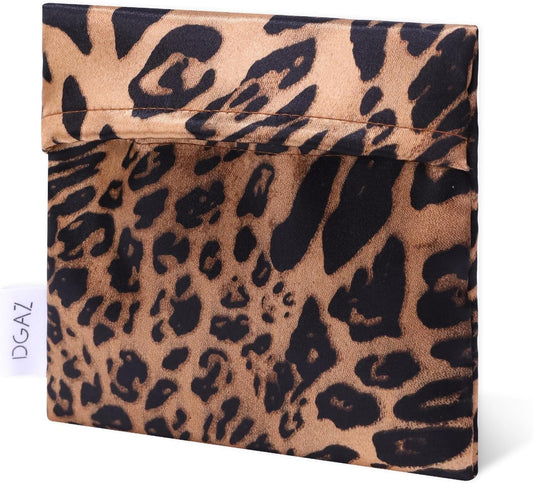 DGAZ Sanitary Napkin Storage Bag, Period Bag for Teen Aged Girls, Portable Period Bag for Panty Liners/Menstrual Cup/Small Tampons，Mini Makeup Bag for Purse(Leopard B)