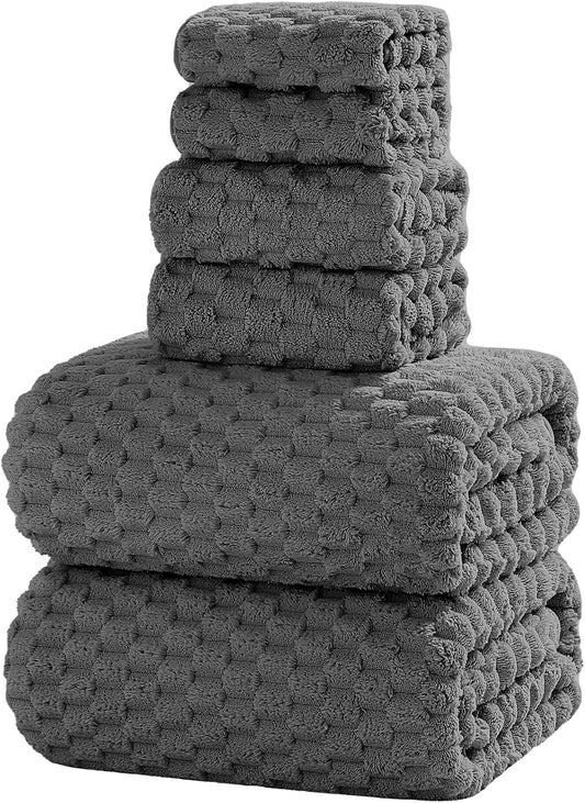 Oversized Bath Towels 40x80 Inches Extra Large Bath Sheets for Adults Super Soft Quick Dry Highly Absobent Microfiber Shower Towels for Bathroom（Charcoal Gray, 6Piece