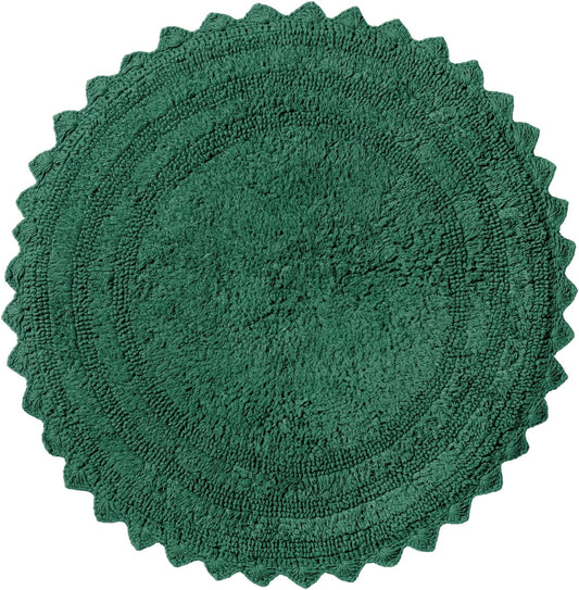 RAJRANG Foliage Green Crochet Round Rug – 24 Inch Cotton Bath Mat, Reversible, Soft & Absorbent Circle Rug for Bathroom, Vanity, Spa, or Boho Home Décor