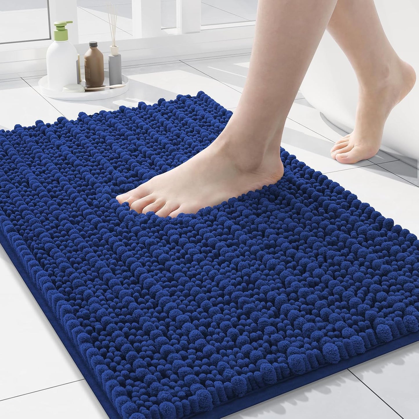 Arotive Luxury Chenille Bathroom Rug Mat, Extra Soft Thick Absorbent Shaggy Bath Rugs, Non-Slip Machine Wash Dry, Plush Bath Mats for Bathroom, Shower and Tub, 30x17, Royal Blue