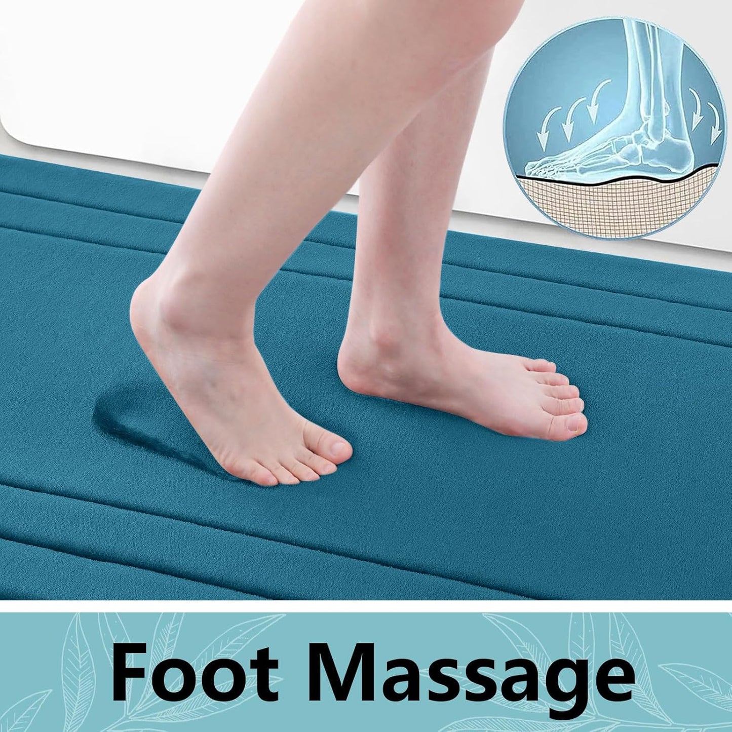 Arotive Memory Foam Bathroom Rug Mat 54x24, Ultra Soft and Absorbent Bath Mat, Machine Wash Dry, Comfortable Bath Rug Carpet for Bathroom Floor, Tub and Shower, Peacock Blue