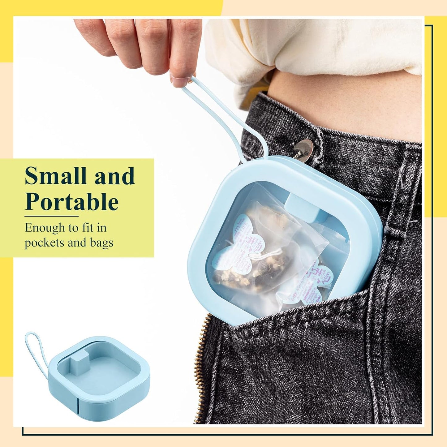 Kathfly 4 Pcs Blue Hair Tie Organizer Portable Hair Accessory Storage Containers Stackable Tie Bobby Pin Holder Home Cotton Swab Dispenser Accessories Jewelry Organizer Box