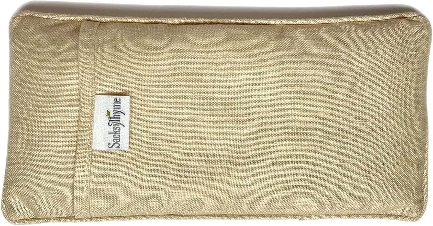Organic Linen Eye Pillow - Lavender & Flaxseed for Relaxation, Yoga, Stress Relief - Microwavable Heating Pad & Cool Compress - Made in USA - Gifts for Meditation