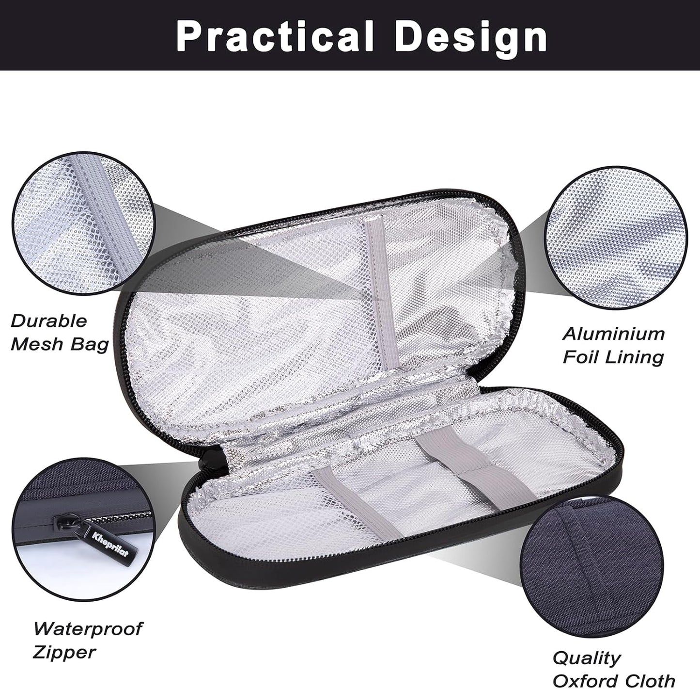 Insulin Cooler Travel Case with 2 x 90g TSA Approved Ice Packs – Insulated Diabetic Medication Bag for Insulin Pens & Supplies – Compact & Waterproof for Daily Use & Travel