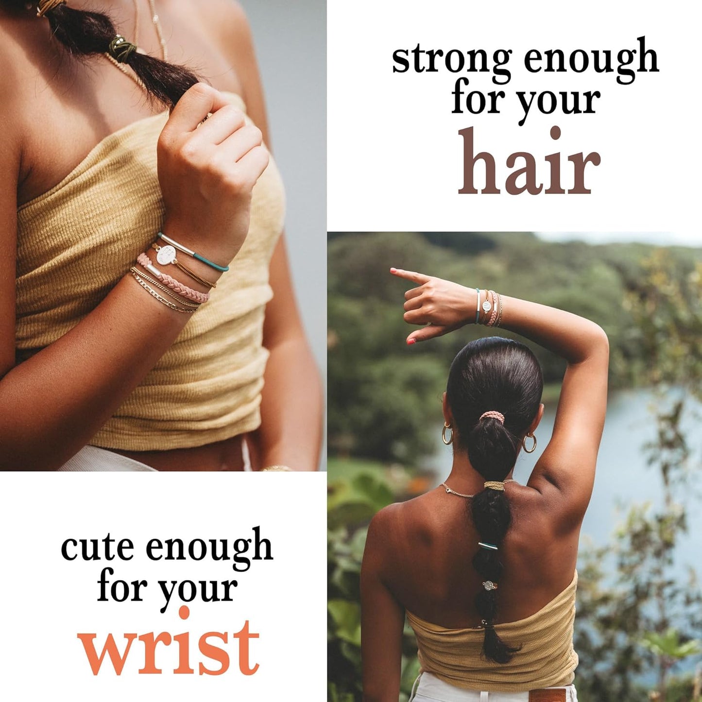 K'lani Hair Tie Bracelets for Women - Elastic Hair Bands That Double as Stylish Jewelry - Aloha - Small