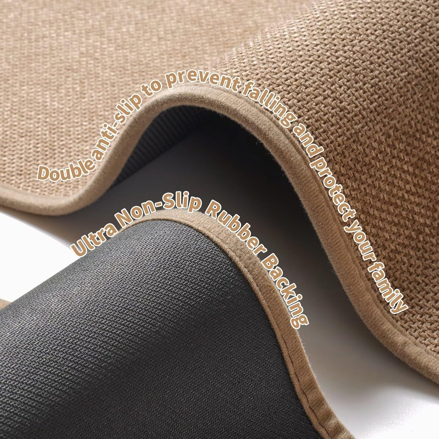 Non Slip Bath Mat Bathroom Rugs, Rubber Backing Braided Ultra Thin Bath Mats, Super Absorbent Quick Dry Bath Rug Shower Mat, Bathroom Floor Mat Fit Under Door, Machine Washable, Brown 16" x 24"