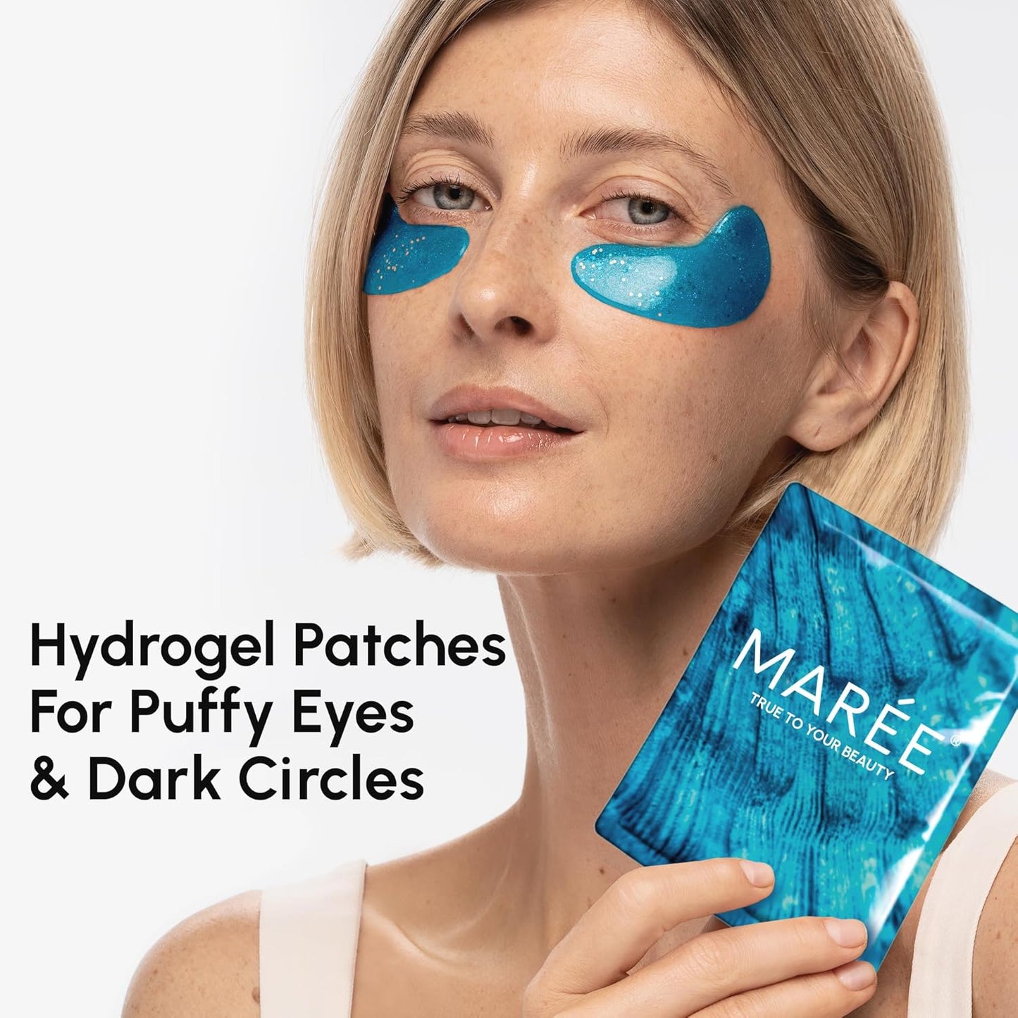 MAREE Eye Gels - Pads Under Eye Patches for Puffy Eyes and Dark Circles with Collagen & Hyaluronic Acid - Anti Wrinkles Under Eye Masks Skincare Treatment for Puffiness & Bags - Parches Para Ojeras